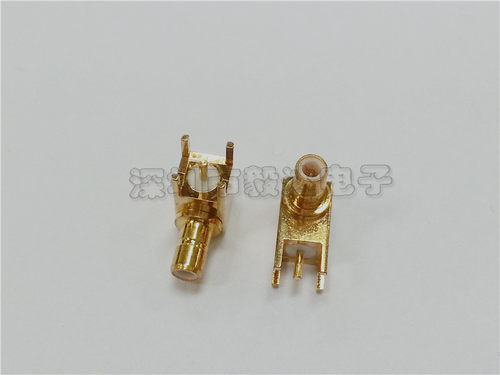 RF头SMB公头50欧姆高频卧式插板公头SMB公头弯插焊板五个脚位SMB