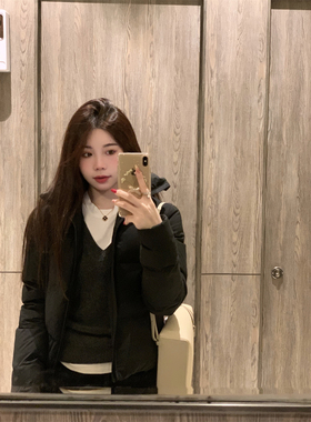 BOOMLIMIT黑色幽默 极简设计感黑色立领短款轻便保暖面包羽绒服