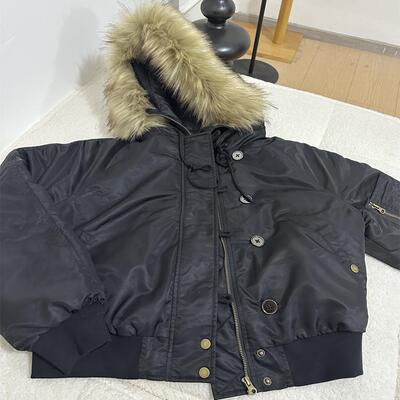 BOOMLIMIT 连帽环保毛领飞行员夹克羽绒服