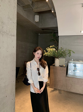 BOOMLIMIT 现货 马吉拉涂层长袖衬衫女宽松休闲百搭纯色防晒衬衣