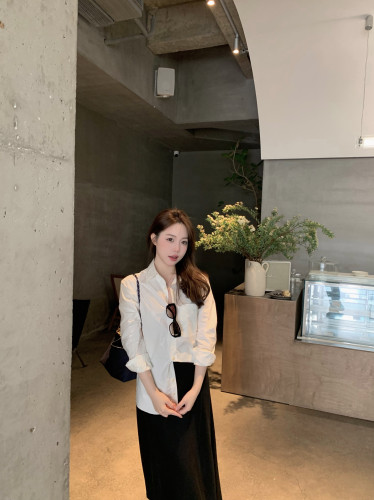 BOOMLIMIT 现货 马吉拉涂层长袖衬衫女宽松休闲百搭纯色防晒衬衣