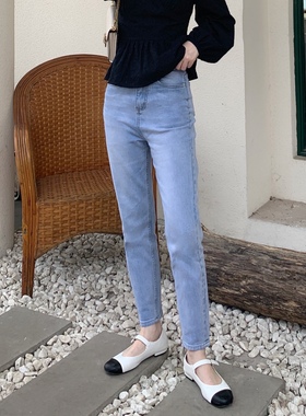 BOOMLIMIT 2024春夏新款显瘦休闲直筒复古蓝九分牛仔裤