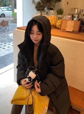 BOOMLIMIT Bosona黑色连帽中长款羽绒服90白鸭绒男女同款外套