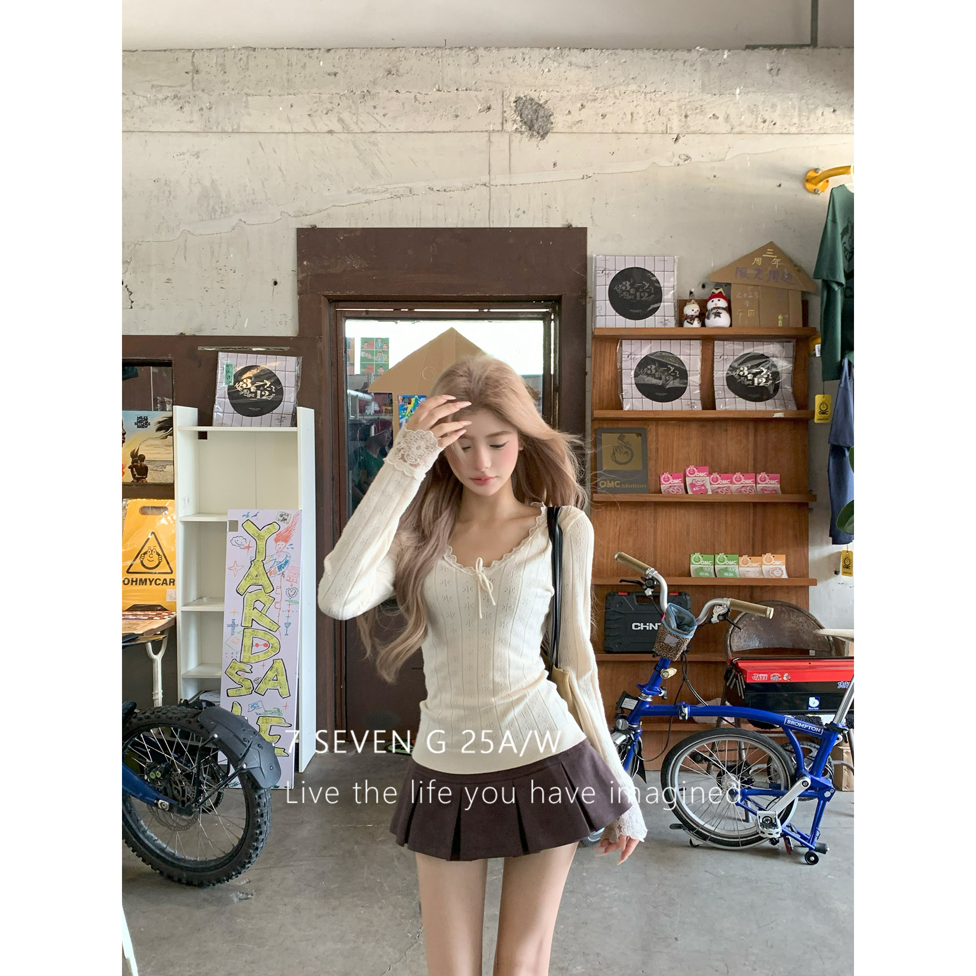 7 SEVEN G-穿搭蕾丝内搭上衣韩系v领修身显瘦长袖毛衣打底针织衫,女装/女士精品,毛针织衫,淘宝优惠券,粉丝福利购,淘宝优惠卷