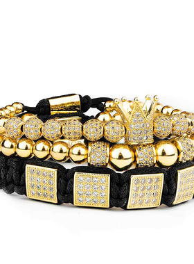 diy铆钉锆石男士珠子情侣手链