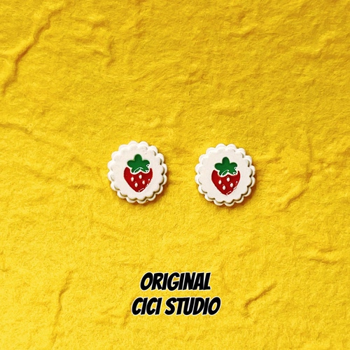 CICI STUDIO小众个性精工甜美草莓耳钉女元气可露丽风多巴胺耳环