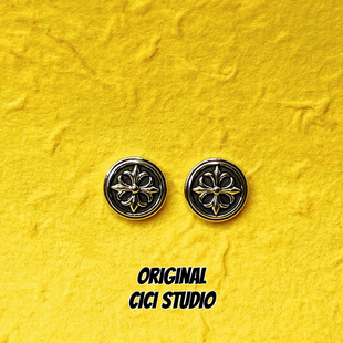 CICI STUDIO小众个性精工复古十字耳钉无性别暗黑朋克鸢尾花耳饰