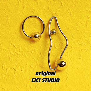 CICI小众设计潮流艺术ins高级感线条不对称精致夸张耳钉耳饰耳环