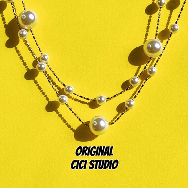 CICI STUDIO小众高级感珍珠项链女ins时髦多层精工毛衣链颈链礼物