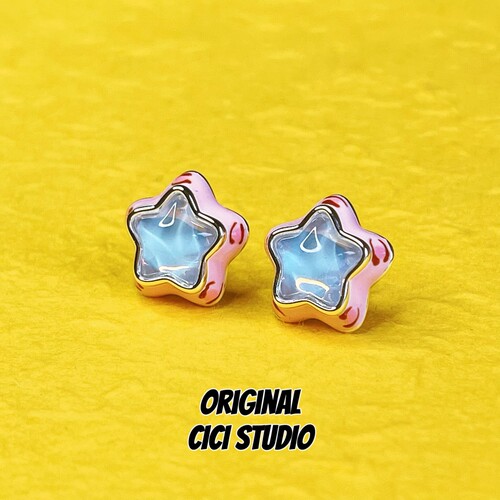 CICI STUDIO小众精工粉色豹纹星星耳钉女甜酷多巴胺Y2K高级感耳环