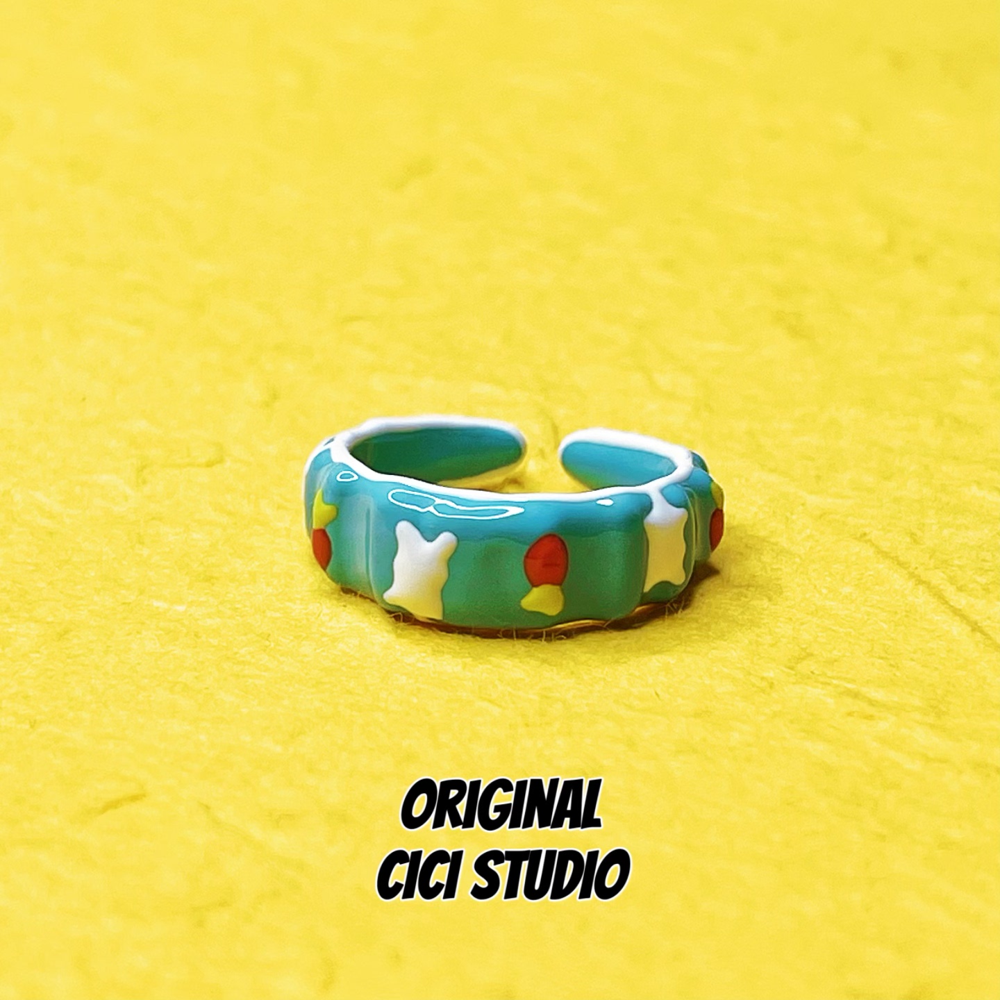 CICI STUDIO小众韩国精工多巴胺小兔子戒指女ins高级感甜美开口戒