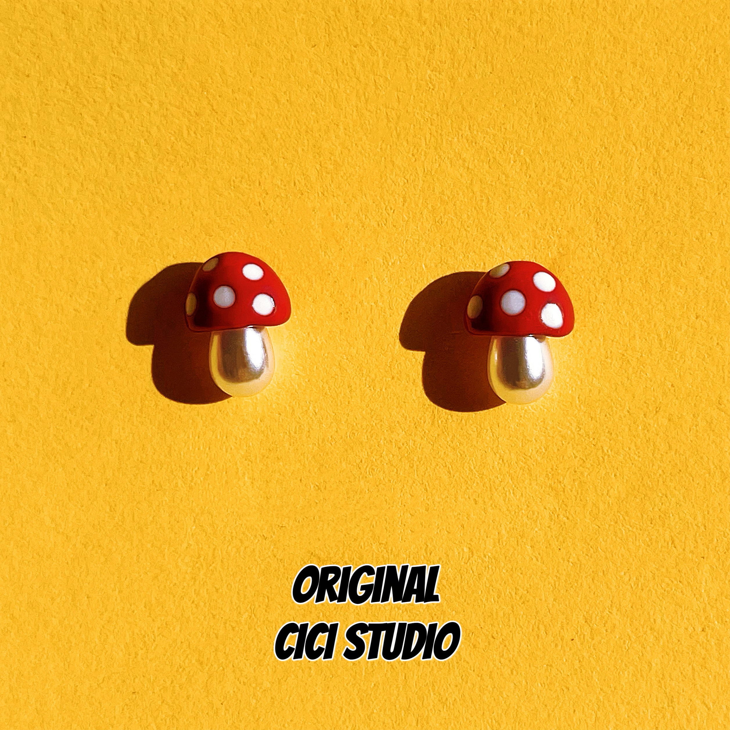 CICISTUDIO小众设计感潮流耳饰波点小蘑菇耳钉可爱个性百搭耳钉,饰品/流行首饰/时尚饰品新,耳钉,淘宝优惠券,粉丝福利购,淘宝优惠卷
