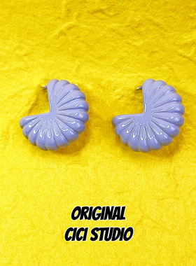 CICI英国小众设计铜镀滴油紫色不规则几何耳钉女欧美INS时尚耳环