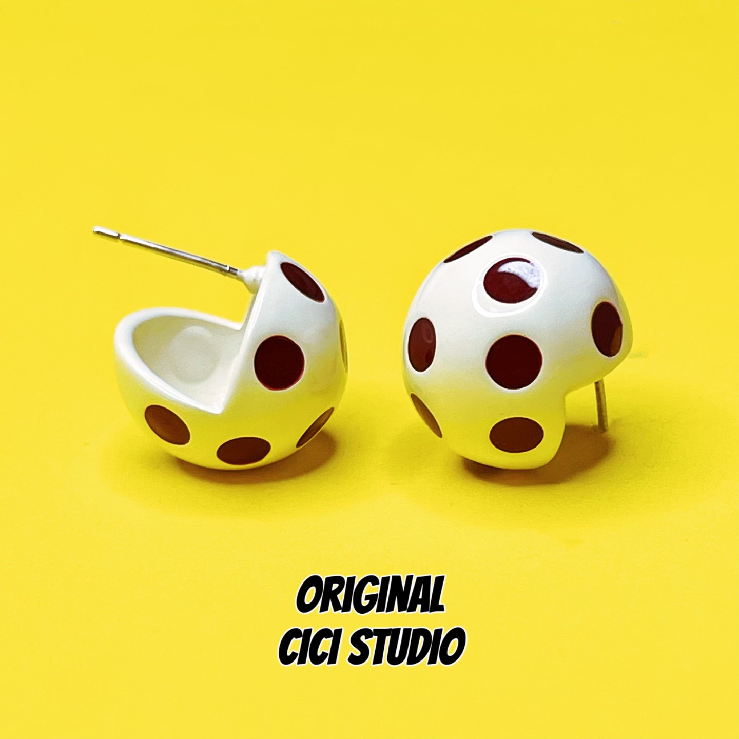 CICI STUDIO小众个性潮流复古摩登滴釉波点圆球耳钉女ins精工耳环,饰品/流行首饰/时尚饰品新,耳钉,淘宝优惠券,粉丝福利购,淘宝优惠卷