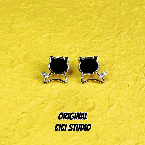CICI STUDIO小众设计感镂空猫咪耳钉女甜美小众精工个性百搭耳饰