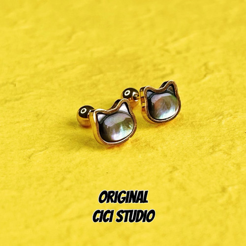 CICI STUDIO甜酷百搭渐变幻影可爱小猫耳钉女甜美少女心朋克耳饰