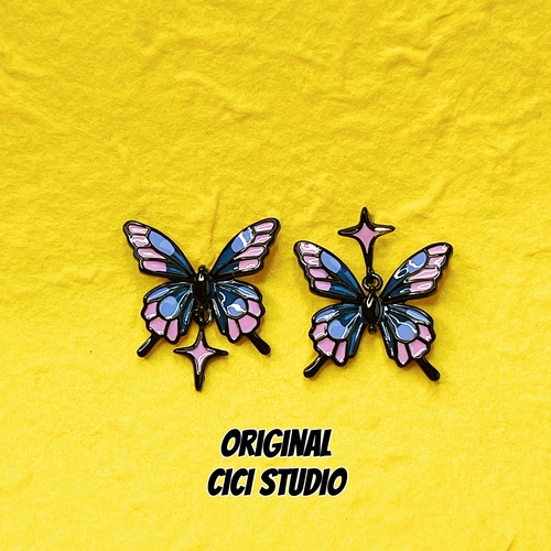 CICI STUDIO小众精工甜酷多巴胺蝴蝶耳钉女高级感赛博朋克耳环
