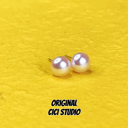 CICI STUDIO小众精工施家珍珠耳钉女简约百搭渐变高级感气质耳饰
