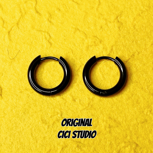 CICI STUDIO小众设计暗黑金属黑耳圈圆圈耳环朋克极简无性别耳饰