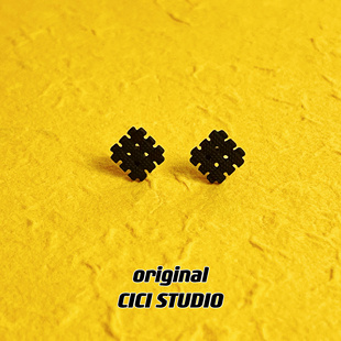 CICI小众设计感创意苏打饼干迷你耳钉方形ins极简主义男女耳饰