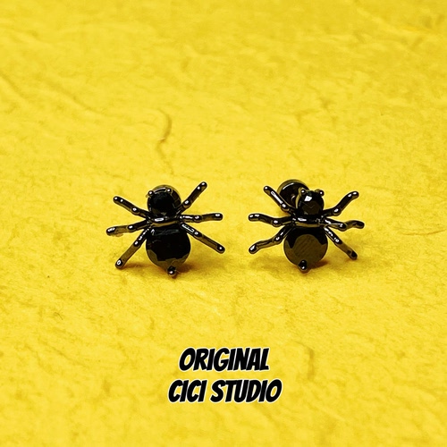 CICI STUDIO小众个性精工朋克暗黑蜘蛛耳钉女ins高级高保色螺帽款
