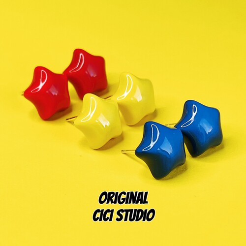CICI STUDIO小众个性精工五角星耳钉女ins甜酷朋克多巴胺星星耳饰