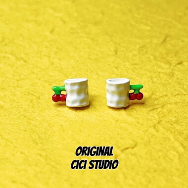 CICI STUDIO小众创意樱桃咖啡杯女可爱马克杯个性百搭多巴胺耳钉