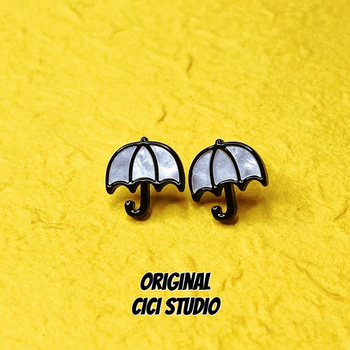CICI STUDIO小众个性精工黑色雨伞耳钉女ins甜酷潮流搞怪耳环耳饰