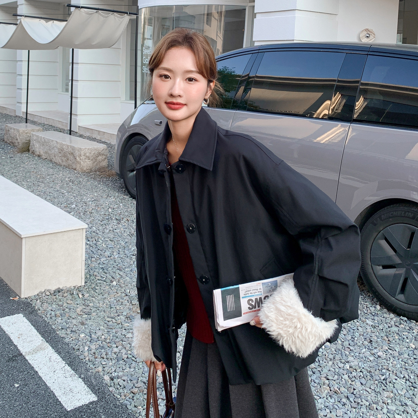 韩系穿搭减龄可可泡芙羽绒服外套女2025冬季新款毛毛拼接派克服,女装羽绒服,浙宝127A