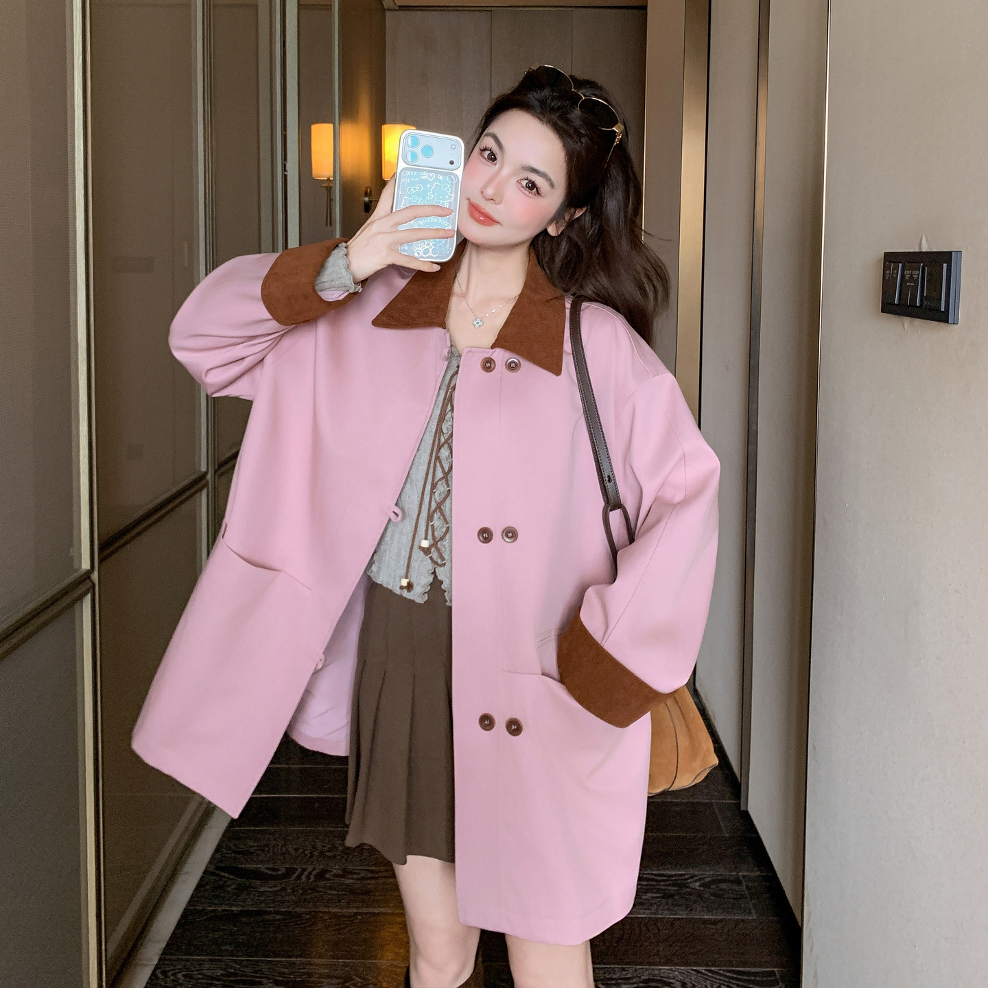 粉色撞色领子超好看短外套女2026春季新款B127A-6737-P165K268,商品下架区,浙宝127A