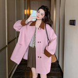 粉色撞色领子超好看短外套女2026春季新款B127A-6737-P165K268，女装风衣，浙宝127A