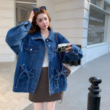 蓝色复古设计感系带口袋外套女2026港风B127A-6735-P155K248，女装短外套，浙宝127A