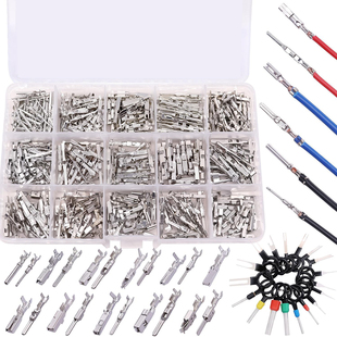 345个盒装 3.5mm汽车电线端子销连接器公母插针压接接线端子