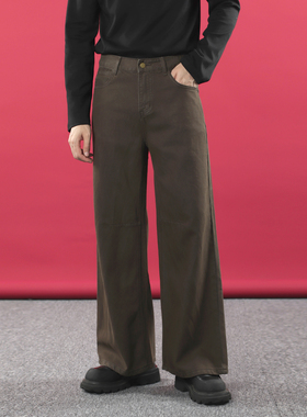 TR HOMME 复古水洗牛仔裤男宽松直筒日常通勤纯色男士休闲长裤