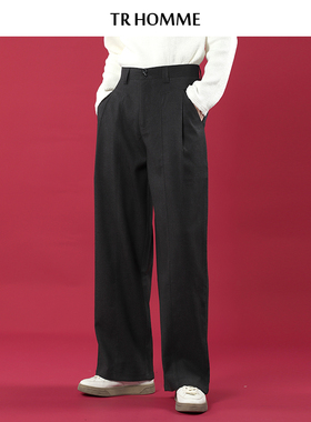 TR HOMME 秋冬直筒宽松百搭基础休闲裤子男纯色日常通勤男士西裤