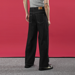TRHOMME 复古原色牛仔裤男宽松直筒百搭日常休闲显高显瘦男士长裤