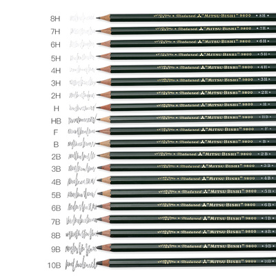 uni三菱铅笔素描铅笔9800绘画专业书写2b/hb/2h/4b套装炭笔学生