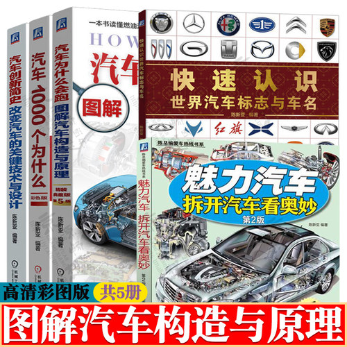 快速认识世界汽车标志与车名+汽车为什么会跑图解汽车构造与原理+汽车1000个为什么+拆开汽车看奥妙+汽车创新简史 汽车书籍大全