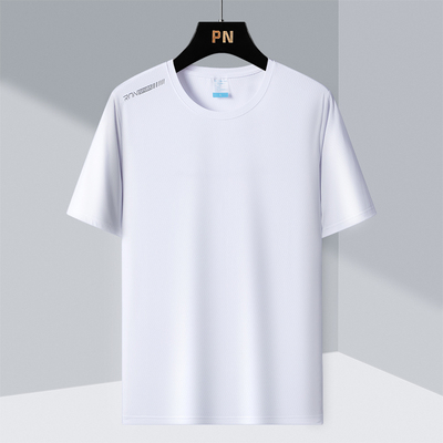 2024夏季新款男士短袖T恤圆领冰丝速干时尚休闲百搭潮流情侣上衣