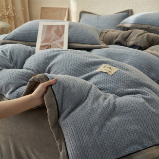 日式 侘寂牛奶绒提花加厚被子单双人被芯棉被可拆卸被套保暖秋冬被