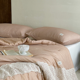 小义優品全棉双层纱大豆被子纯棉夏被芯棉被皱皱纱超柔春秋夏凉被