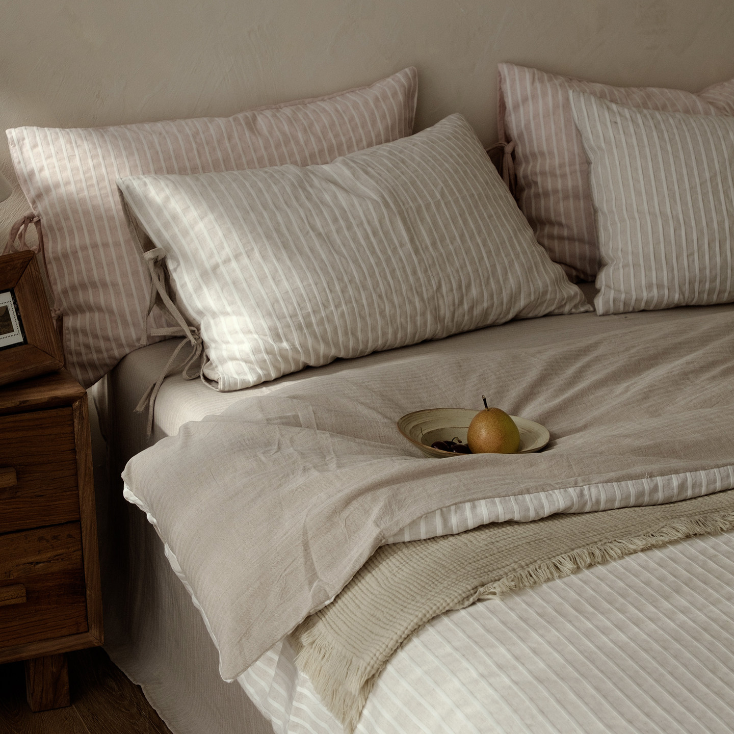 小义優品天丝棉麻四件套全棉亚麻纯棉被套床单床笠枕套三件套床品