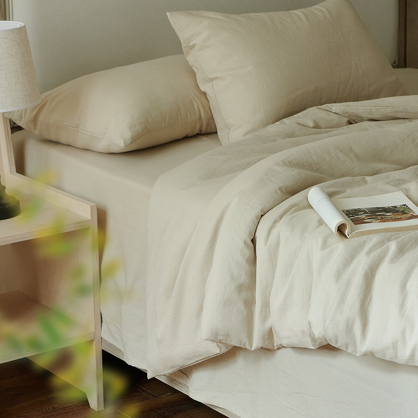 无印良品80S新疆棉全棉双层纱四件套纯棉三件套床单被套枕套床品