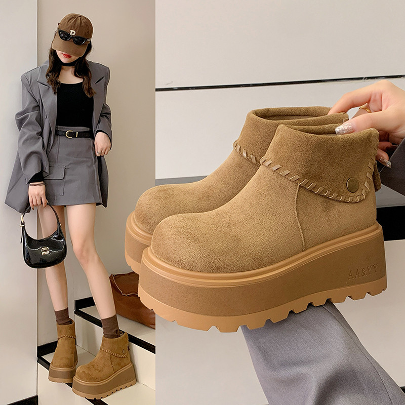 厚底勃肯雪地靴女款2025冬季新款加绒加厚棉鞋时尚百搭增高短筒靴,女鞋,马丁靴,淘宝优惠券,粉丝福利购,淘宝优惠卷