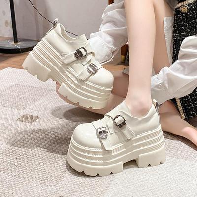 10cm厚底增高乐福鞋黑色休闲单鞋