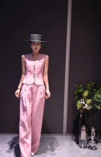 100%亚麻马甲长裤套装2024定制夏季新款高级感轻熟风时尚两件套