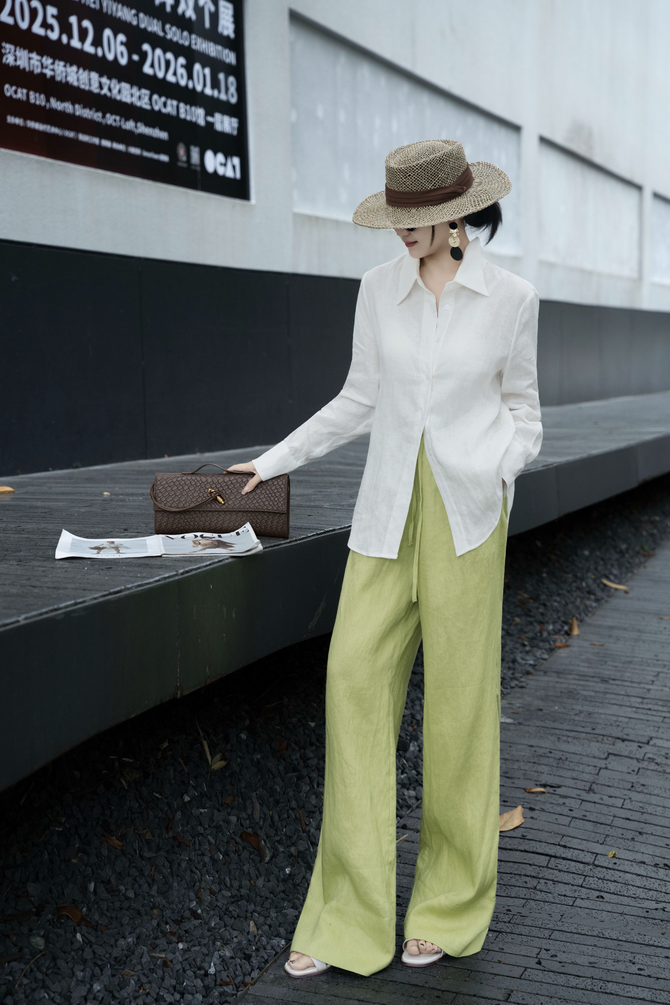 2026早春新款亚麻衬衣套装女宽松显瘦百搭休闲长袖衬衫阔腿裤套装