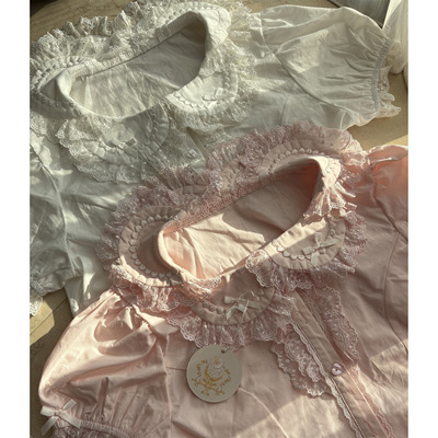 【预约】hana小茉莉4.0lolita原创花瓣领纯棉长袖内搭短袖衬衣