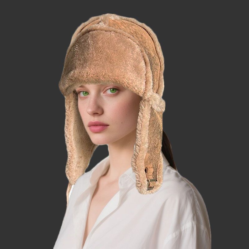 可爱皮毛一体中青年休闲风护耳帽