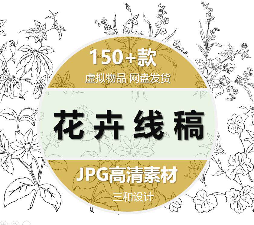 植物花卉花朵线稿手绘铅笔钢笔白描手稿美术临摹参考速写图片素材